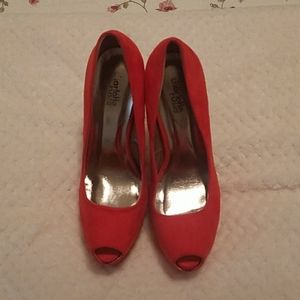 Orange platform heels